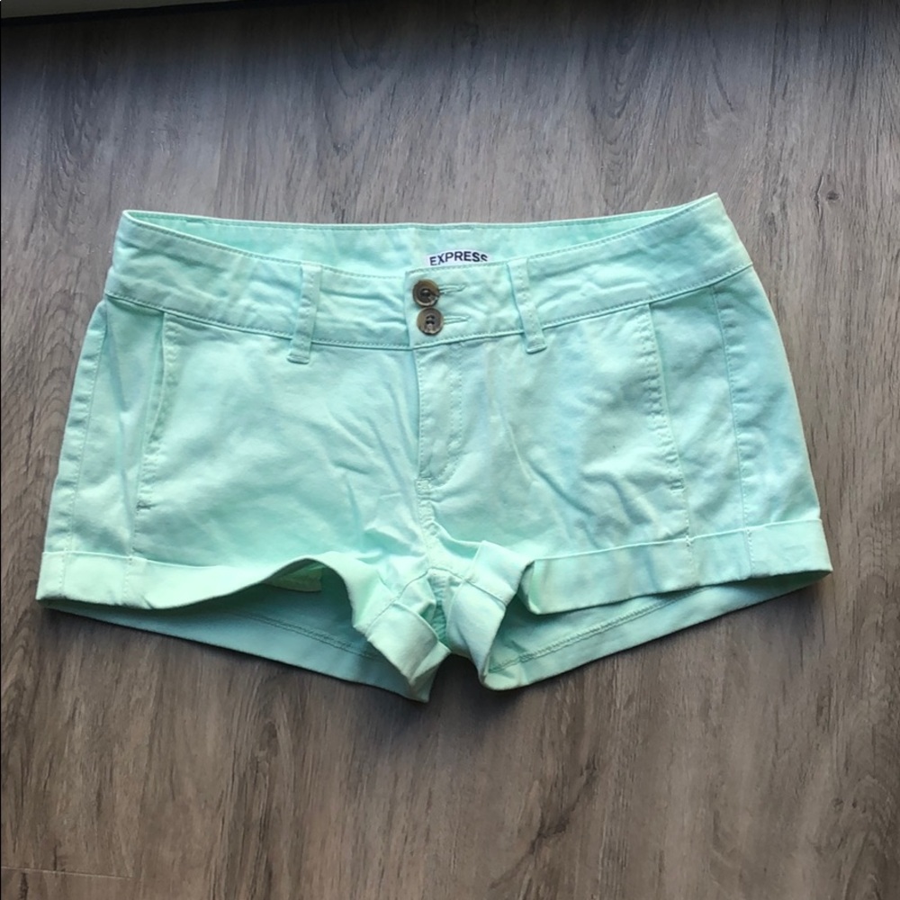 Mint green shorts from Express